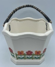 Vintage Lego Porzellan Tulpe Korb Pflanzgefäß mit Griff 3 Zoll hoch