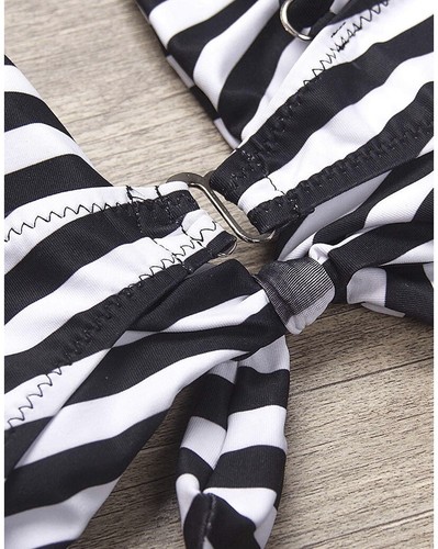 Bloom Muse High Waisted Striped One Piece Swimsuit Cutout NEW Women’s Size M - Bild 5 von 11