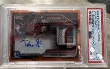 2024 Bowman Chrome /25 Druw Jones Auto Relic Orange PSA 9 #BCAR-DJ Patch SP
