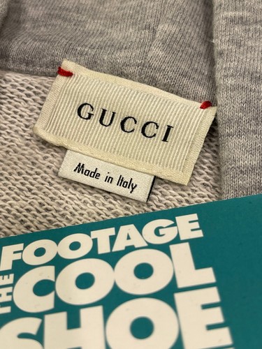 2019 CHILDREN'S GUCCI HOODED SWEATSHIRT W/ GUCCI LOGO HEATHER GREY RED GREEN 8 - Picture 11 of 15