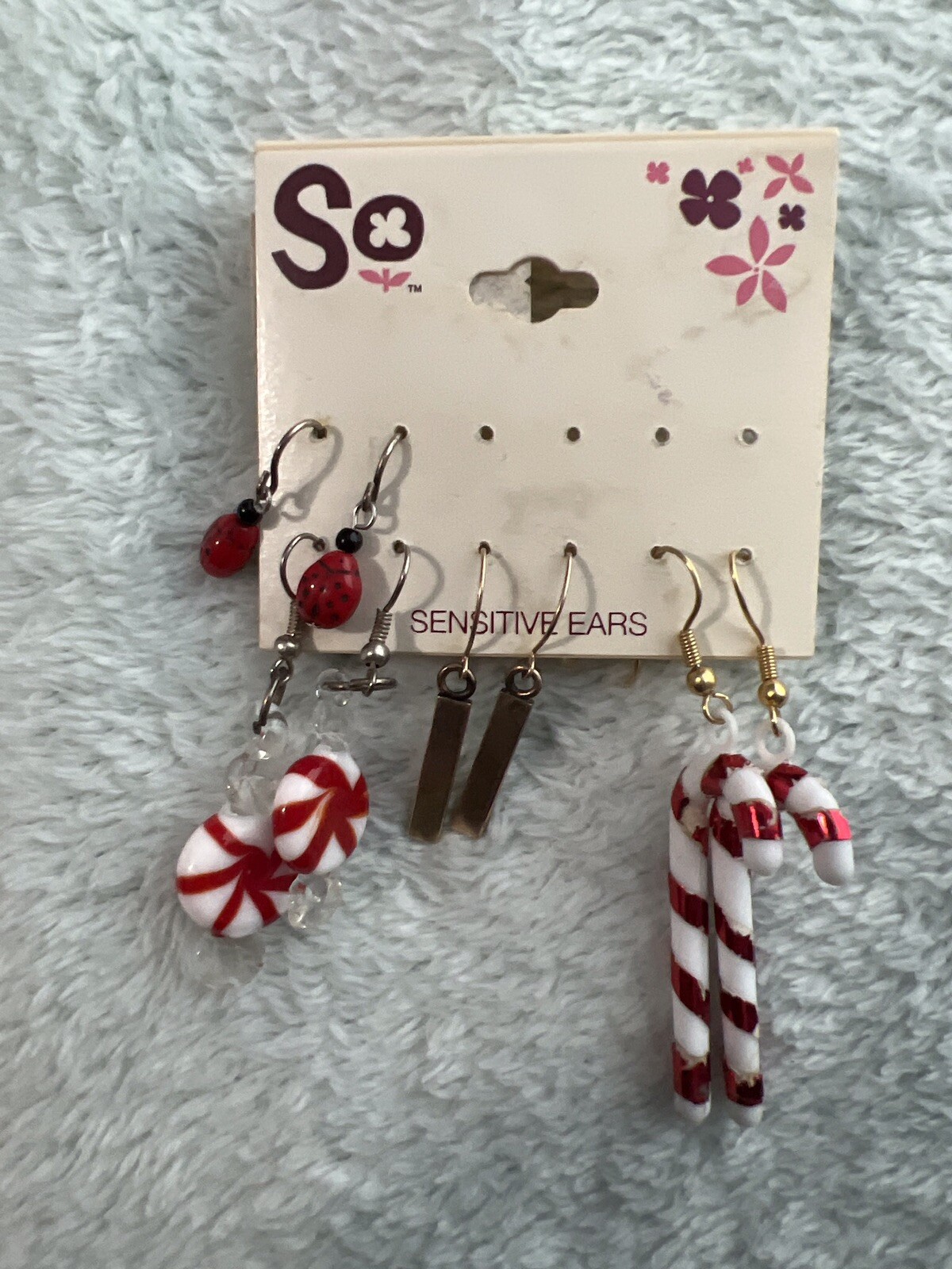Ladybug, Peppermint, Candy Cane +Dangle Earrings - image 1
