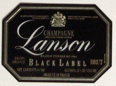 LANSON - REIMS - CHAMPAGNE LABEL - BLACK LABEL - RAW - 187ML - #8265