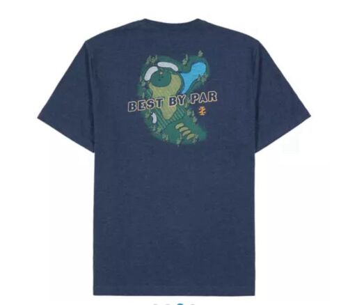 IZOD Saltwater Men's T-Shirt Golf Best By Par Blue Sz L Graphic Tee Short Sleeve