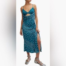 NWOT Free People Gossamer Glow Floral Print Cutout Lace Trim Nightgown Sz L