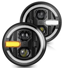 Pair 7 Inch Round Led Headlight Halo Turn Signal Drl For Jeep Wrangler Jk Lj Tj