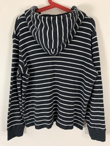 VTG Polo Ralph Lauren Hoodie Waffle Knit Men’s XL Gray White Stripe Pony 90s - Picture 4 of 9