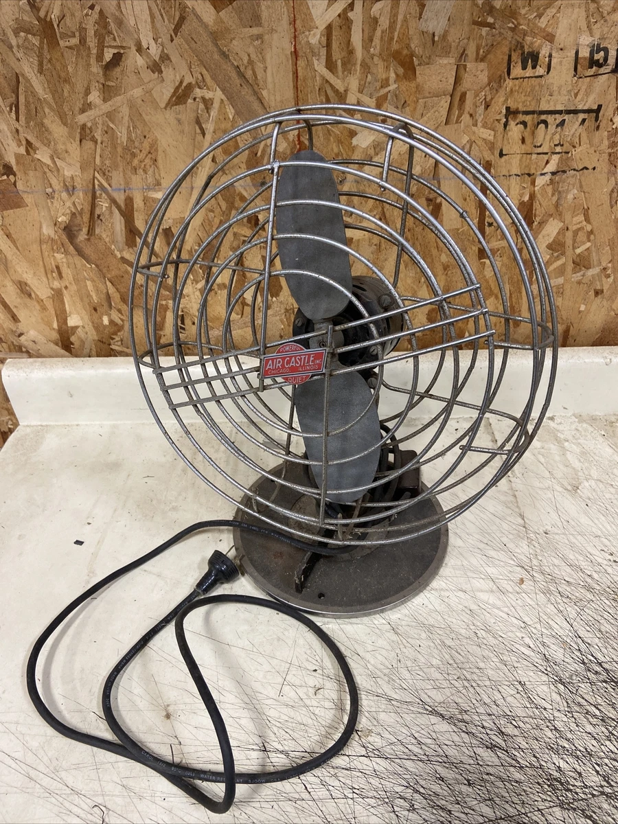 Vintage AIR CASTLE Desk Fan 2 Blade table industrial ART DECO cage