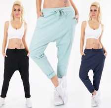 Italy Damen Freizeit Hose Haremshose JogPants...