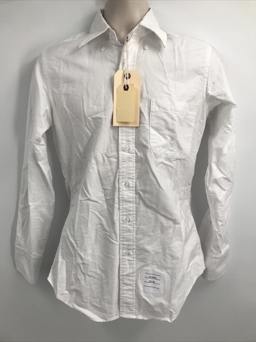 THOM BROWNE Classic Woven Oxford Long Sleeve White Shirt Size 1 MWL001A-00139