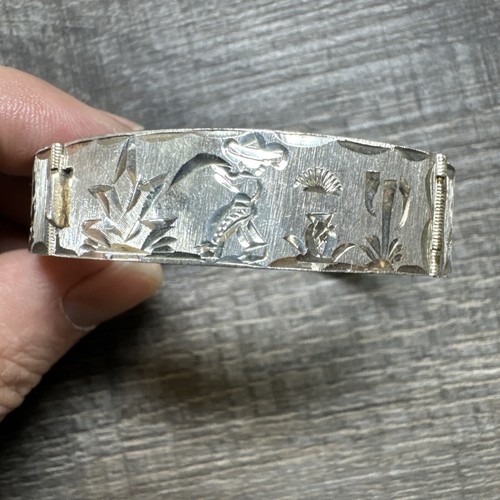 Vtg Mexico Sterling Silver Panel Bracelet Story Teller Plata Miguel Taxco 6.5”
