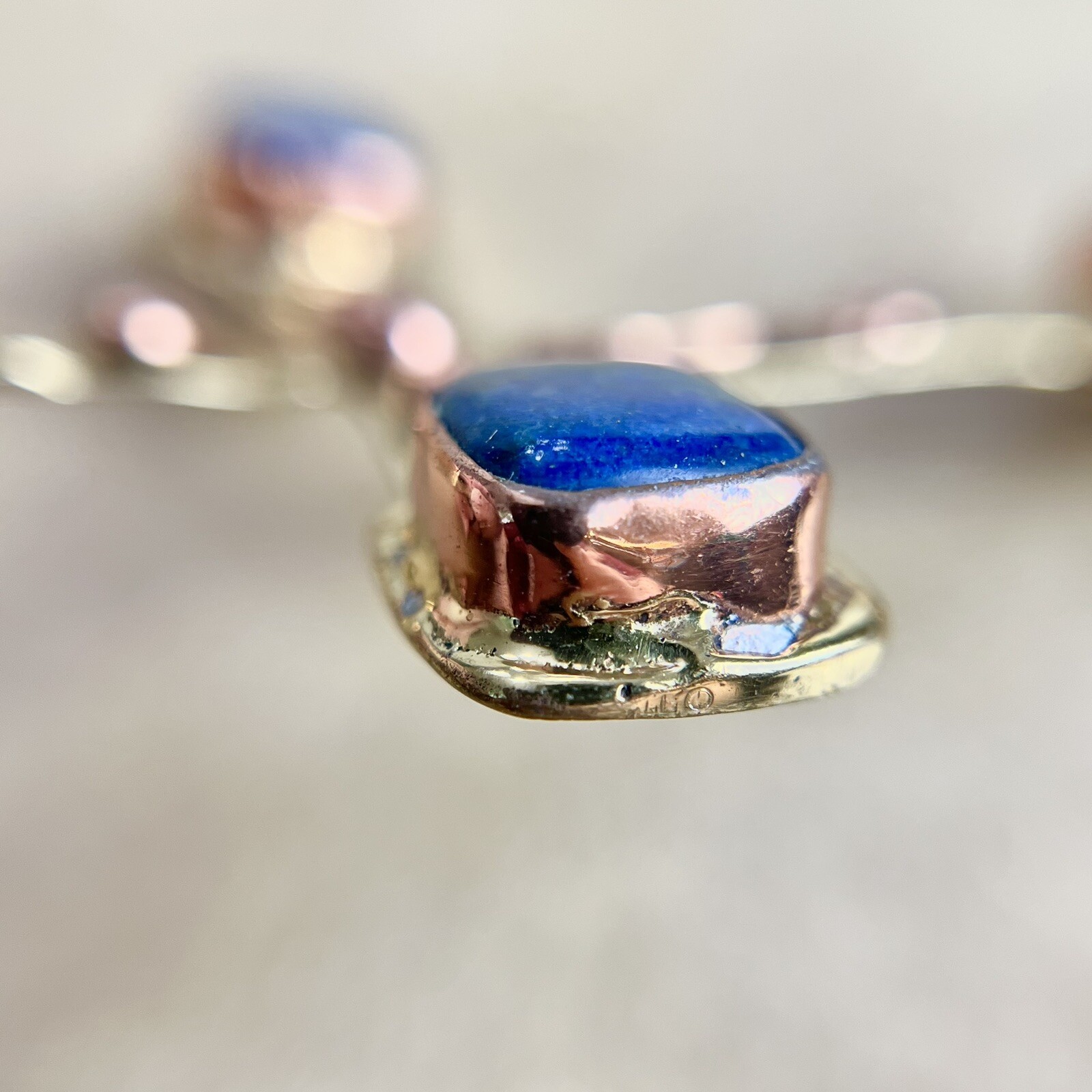 Large Cross Statement Necklace - Malachite & Azur… - image 8