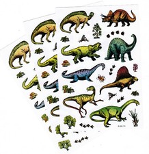 3 Sheets Dinosaur DINO Scrapbook Stickers Dino Prints Bugs Fauna