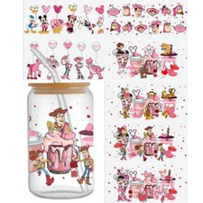 7 Piece set Valentine's Day Cup Wrap, Transfer Stickers for Glass Uv DTF