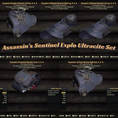 Xbox ESA Sentinel Assassins Explosive Resist Ultracite Power Armor Set