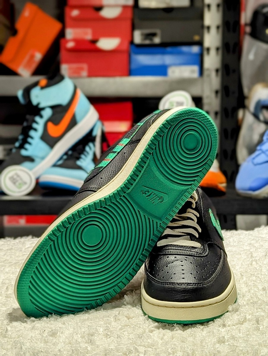 Nike Mens Size 8 Court Shoes Black Leather Green Plaid Swoosh FD0321-010 Sneaker Nike Court Vision Low Plaid Green Black FD0321-010 Men main image 2