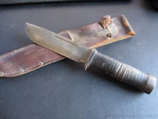 WWII VINTAGE USGI CATTARAUGUS 225Q FIGHTING KNIFE W/ LEATHER SHEATH #2