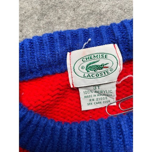 Vintage Chemise Lacoste Striped Knit Sweater Number 1 Design Kids 3T - Picture 3 of 7