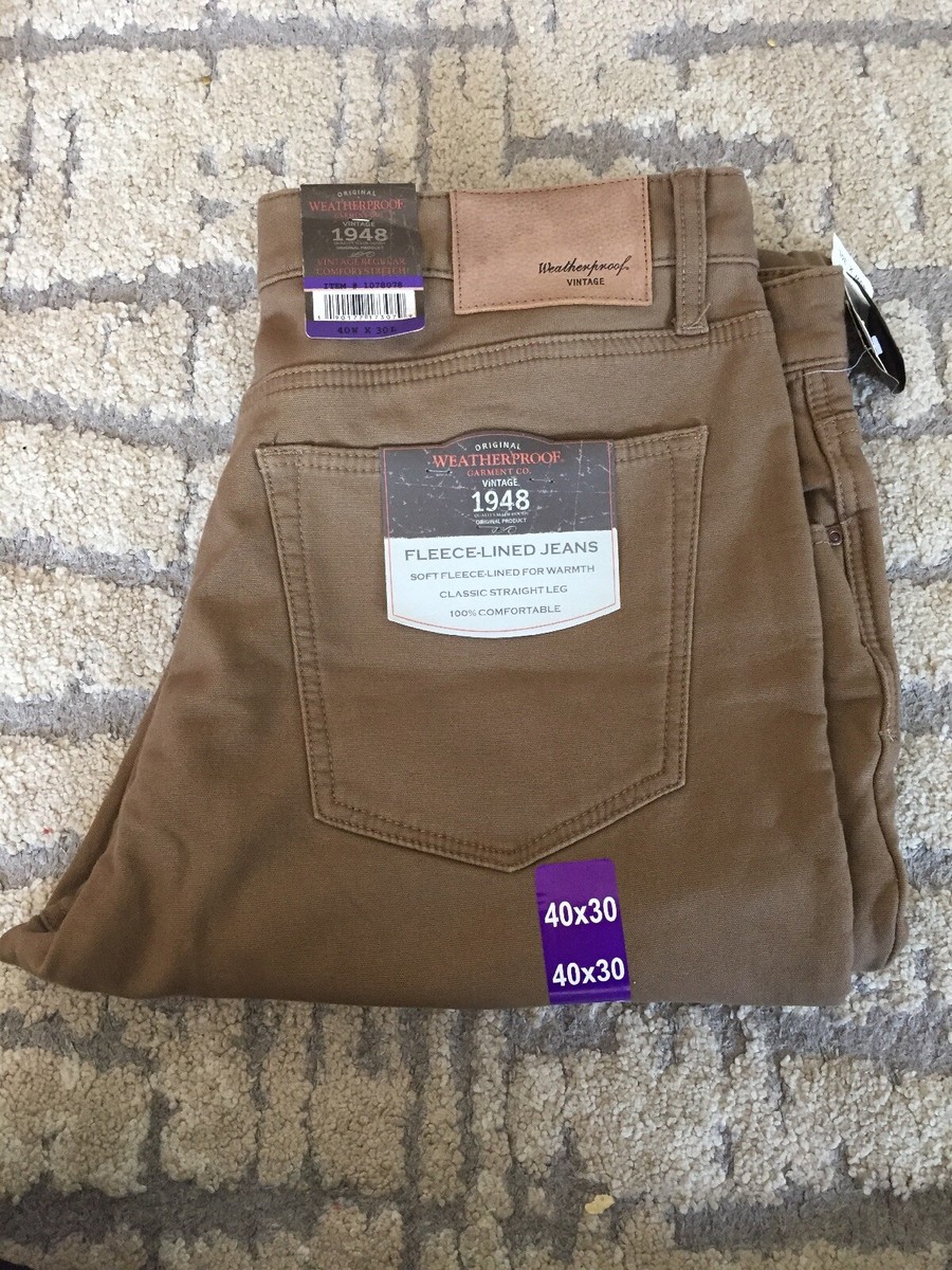 Weatherproof Vintage Men's Fleece Lined Pants - Wheat Color, 40x30 - View #12
