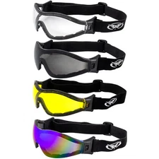 4 Pairs of Global Vision Z-33 Padded Motorcycle Goggles Clear Smoke Yellow Blue
