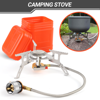 #ad 3700W Portable Outdoor Camping Mini Gas Stove w Piezo Ignition Burner Case Set $15.73