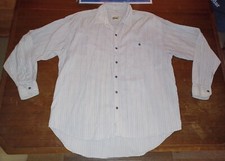 Vintage Le Tigre Button Shirt Adult Large Gray Blue Striped 80's Dressy Top