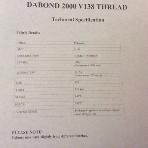 Bonded Polyester Thread Heavy Duty UV Resistant, V69/V92/V138 Gazebos, tents - Picture 6 of 49