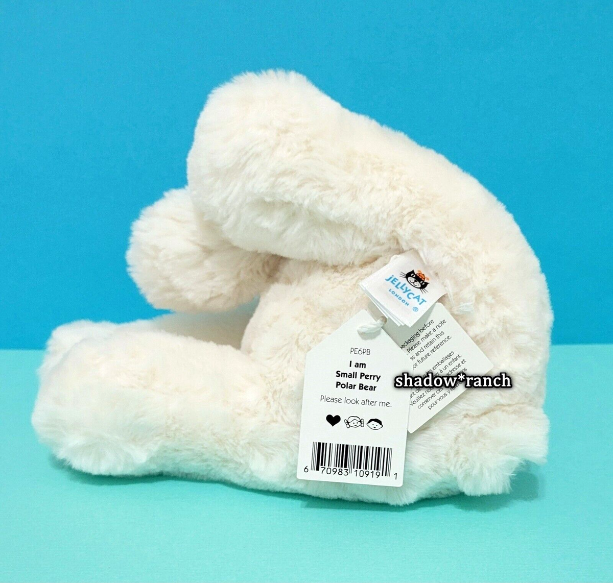JellyCat Small Perry Polar Bear 19cm PE6PB White Plush Stuffed Toy