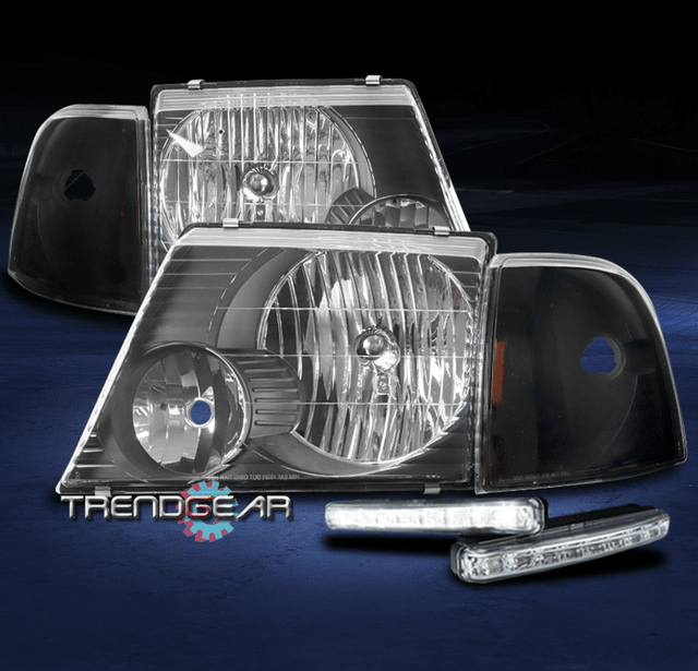 FOR 20022005 FORD EXPLORER BLACK REPLACEMENT HEADLIGHTS HEADLAMP W/LED