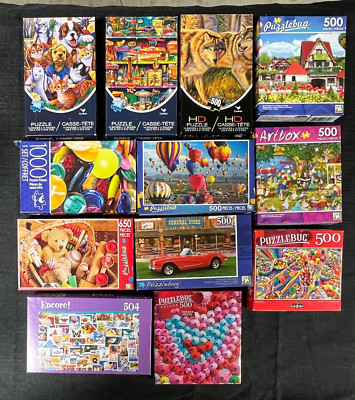 puzzles - lot of a dozen - Cardinal & Puzzlebug - very colorful variety