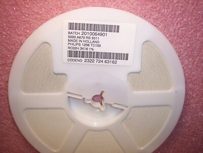 QTY (5000) 3.16K Ohm 1/4W 1% 1206 SMD CHIP RESISTORS RC02H-3K16-1% PHILIPS