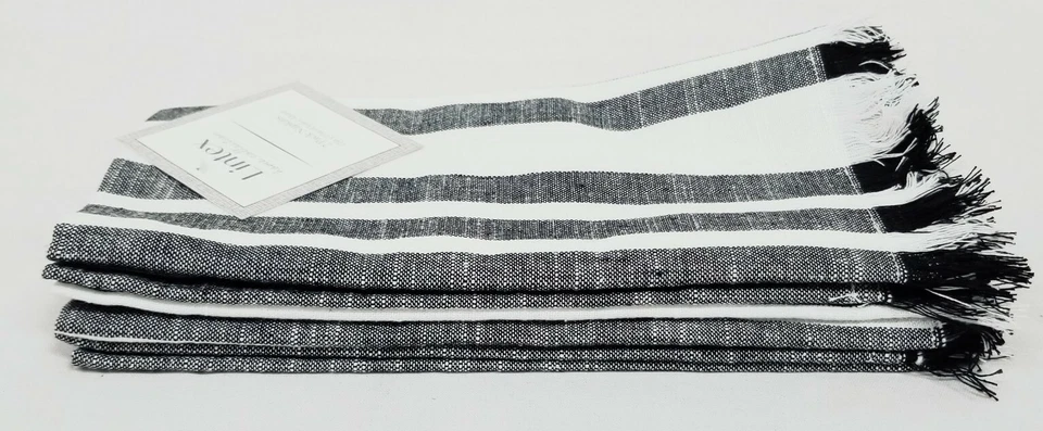 Lote 2 paquetes de 3 servilletas de tela tejida a rayas Lintex Home Collection 17"x17" nuevas con etiquetas Foto 3 de 4