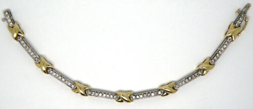 14k Two-Tone Gold Hugs and Natural Diamonds Bracelet - Picture 3 of 5
