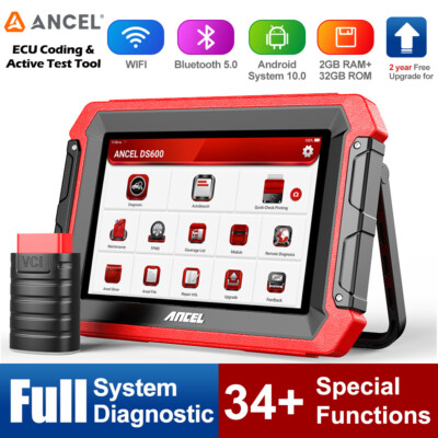 ANCEL DS600 OBD2 Scanner Bi-directional Car Diagnostic Tool K-ey ECU Coding IMMO
