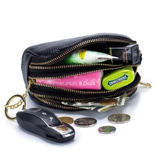 Women Wallet Leather Mini Purse Three Zippers Coin Cash with Many Compartments
