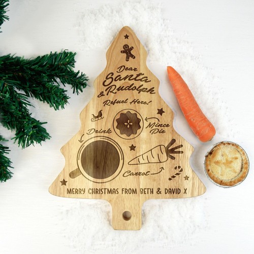 Personalised Christmas Eve Board Santa Rudolph Refuel Snack Wooden Tree Plate - Picture 14 of 20