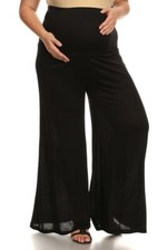 Women Maternity Palazzo Pants Fold Over Waistband - Made in USA