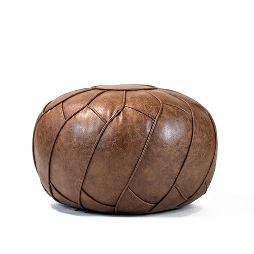 Faux Leather Pouf Unstuffed Ottoman Moroccan Footstool, Floor Footrest Cushio...