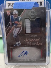 2019 Panini Majestic Rookie Scripted Swatches Damien Harris #89/99 (AU, MEM, RC)