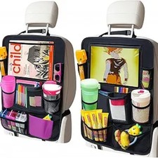 Organizer Kick Mats Back Seat Protector, Back Seat Organizer with Tablet Holder