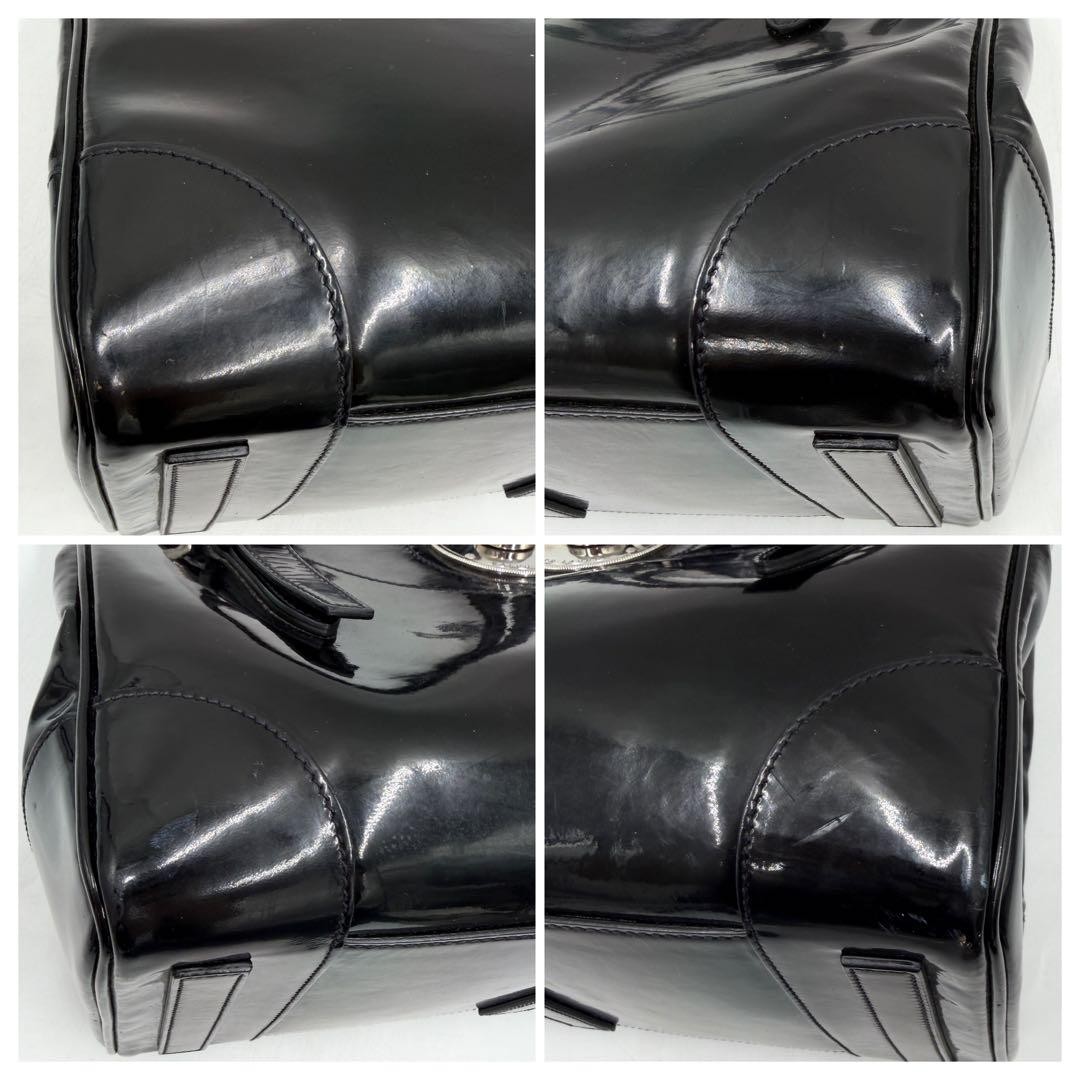 [Good Condition] Ralph Lauren Ricky Handbag Enamel Patent Black image 7