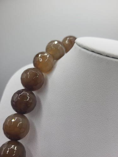 Botswana Achat Halskette Facettrierte Kugeln Wabenmuster Edelsteinkette Schmuck - Bild 4 von 8