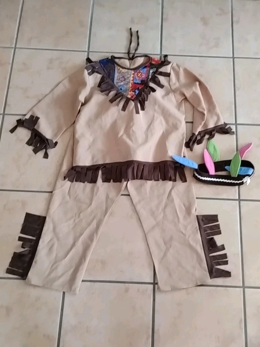 Indianer Apache Siox Indianerin Kostüm Kleid Häuptling Federschmuck Tasche Weste
