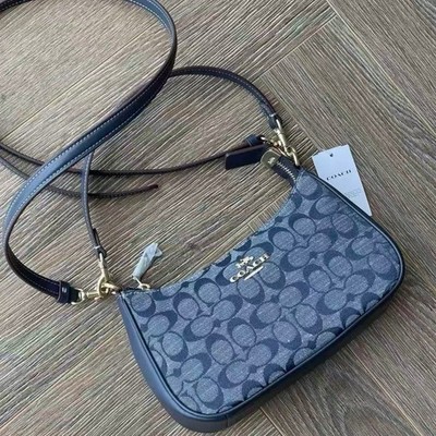 COACH CH139 Teri Shoulder Bag Signature Chambray Blue Outlet New