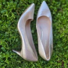Nine West Champagne Metallic Pointed-Toe Pumps | Elegant Dress Heels | Size 9