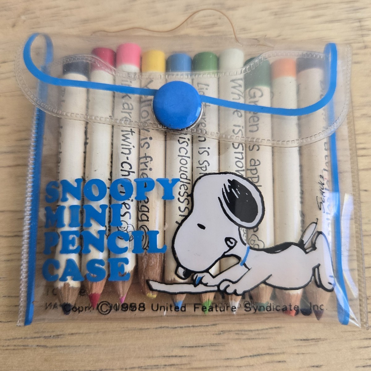 Vintage Peanuts Snoopy Mini Pencil Case Butterfly Originals Japan