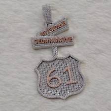 3.00Ct Round Cut Real Moissanite Custom Name Pendant 14K Two Tone Gold Plated