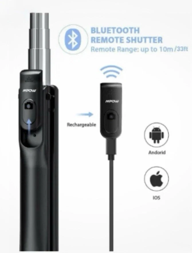 Mpow Selfie Stick Tripod with LED, Bluetooth Detachable Remote, MPPA168AB - Image 2 of 4