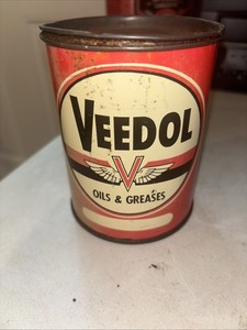 Vintage Veedol  One Pound Grease Can With Greese Rare