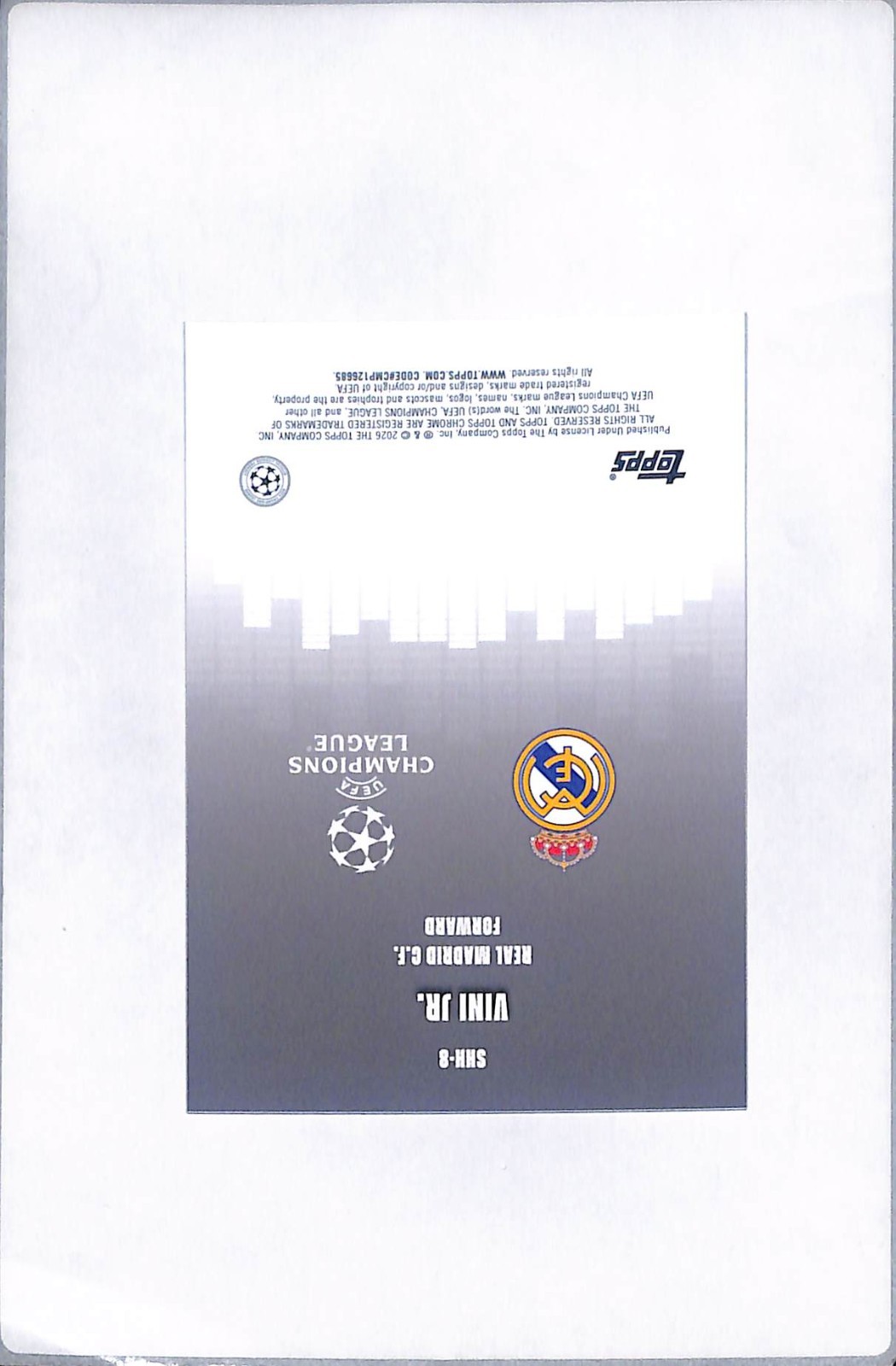 2026 TOPPS CHROME UEFA CHAMPIONS LEAGUE SHH-8 VINI JR. SILENCED CARD view 2