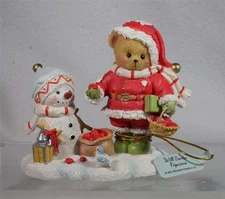 Cherished Teddies 'WILL SANTA FIGURINE' - Bear with Snowman - 135574 New in Box
